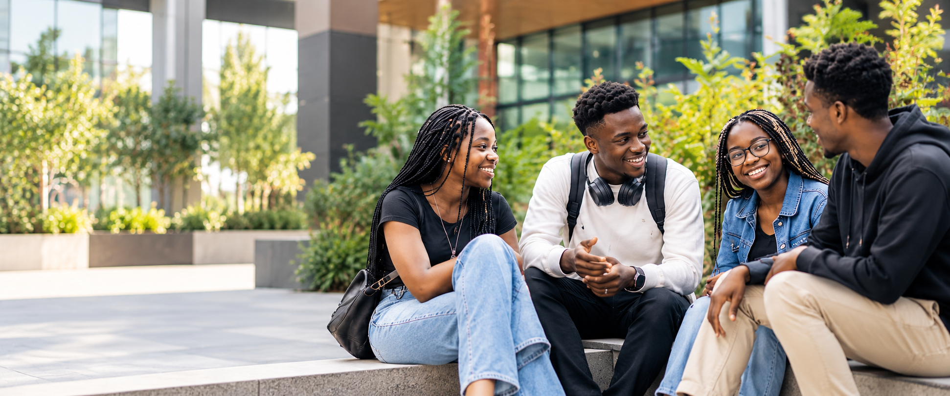 Young people talking together outdoors